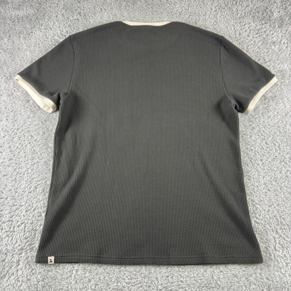 Dandy Del Mar Mens XL Charcoal Grey Waffle Knit Ringer Tee Chest Pocket Shirt - Picture 5 of 9